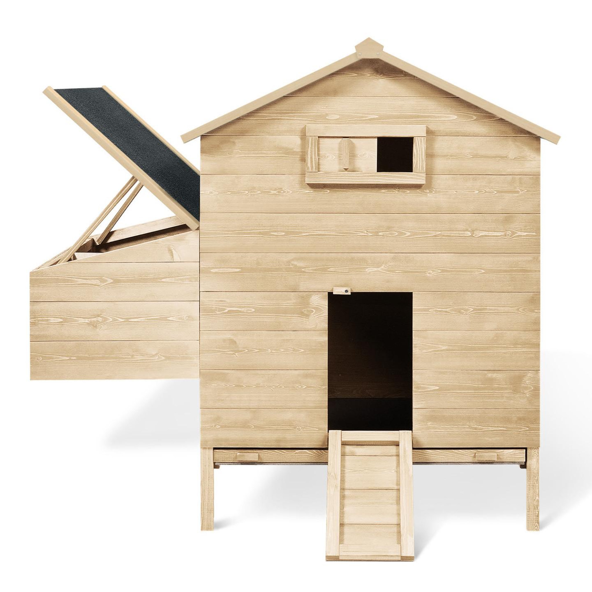 Voir la diapositive 4 : ID MARKET Poulailler clapier en bois xxl avec pondoir et tiroir à déjections 6 poules