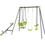 Voir la diapositive 1 : Habitat et Jardin Portique de jeu en métal avec balançoire a bascule  Lenny  - 4 agrès - Vert