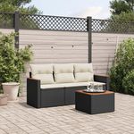 VIDAXL Salon de jardin 4 pcs avec coussins noir resine tressee