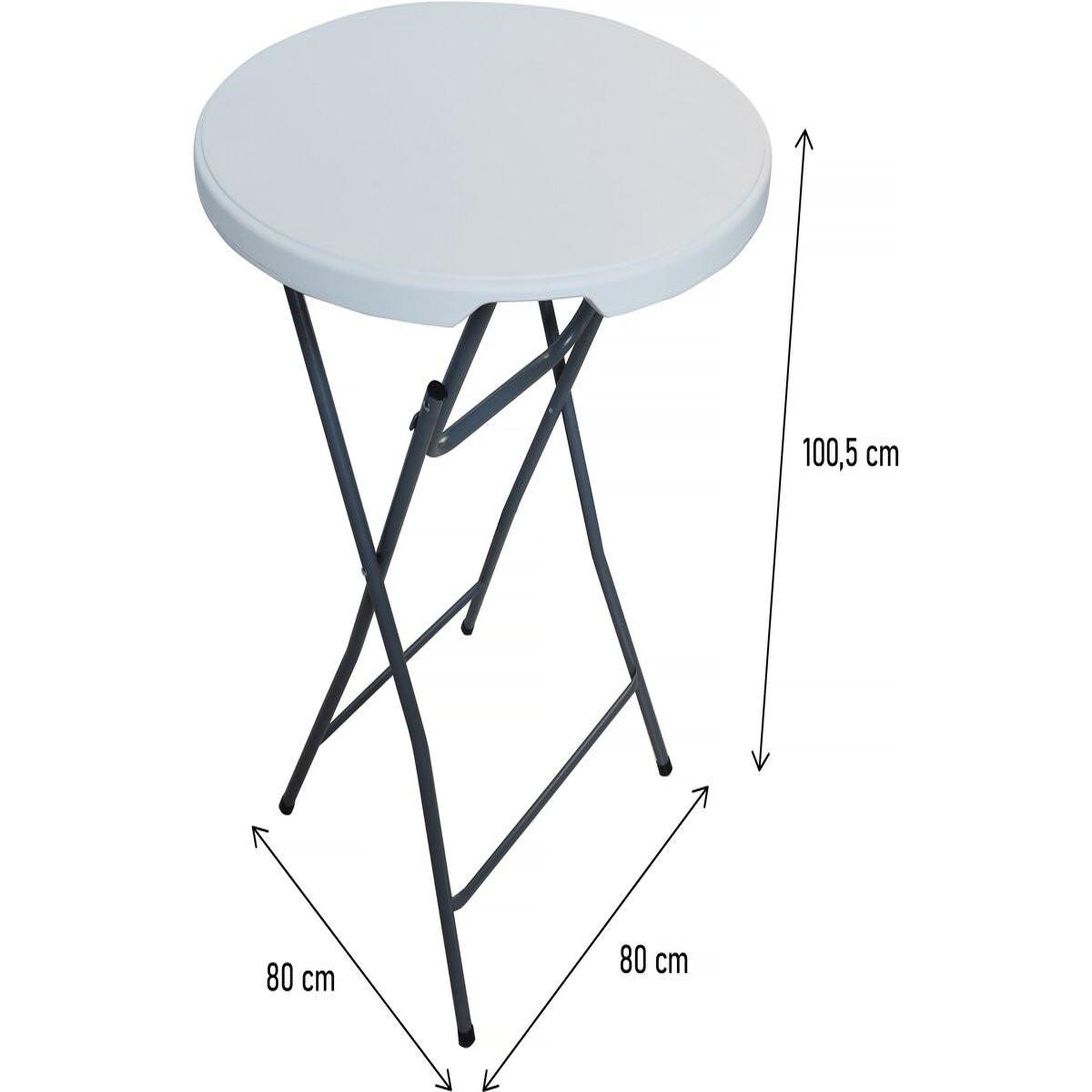 Voir la diapositive 4 : Habitat et Jardin Table haute pliante en plastique ø 80 cm  lili  - blanc