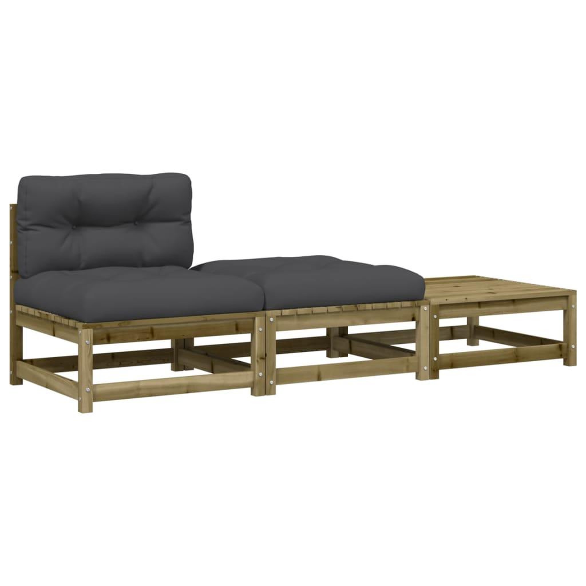 Voir la diapositive 2 : VIDAXL Canape de jardin sans accoudoirs avec coussins et repose-pieds
