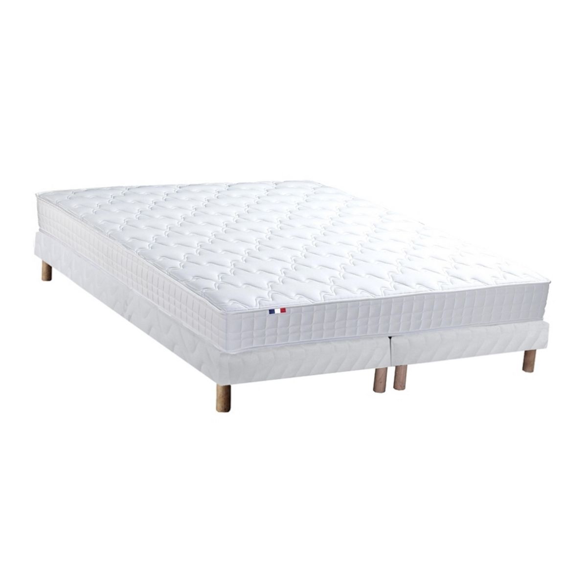 Ensemble matelas mémoire de forme + sommier 2 x 80 x 200 cm+ oreiller + couette TIPHAINE