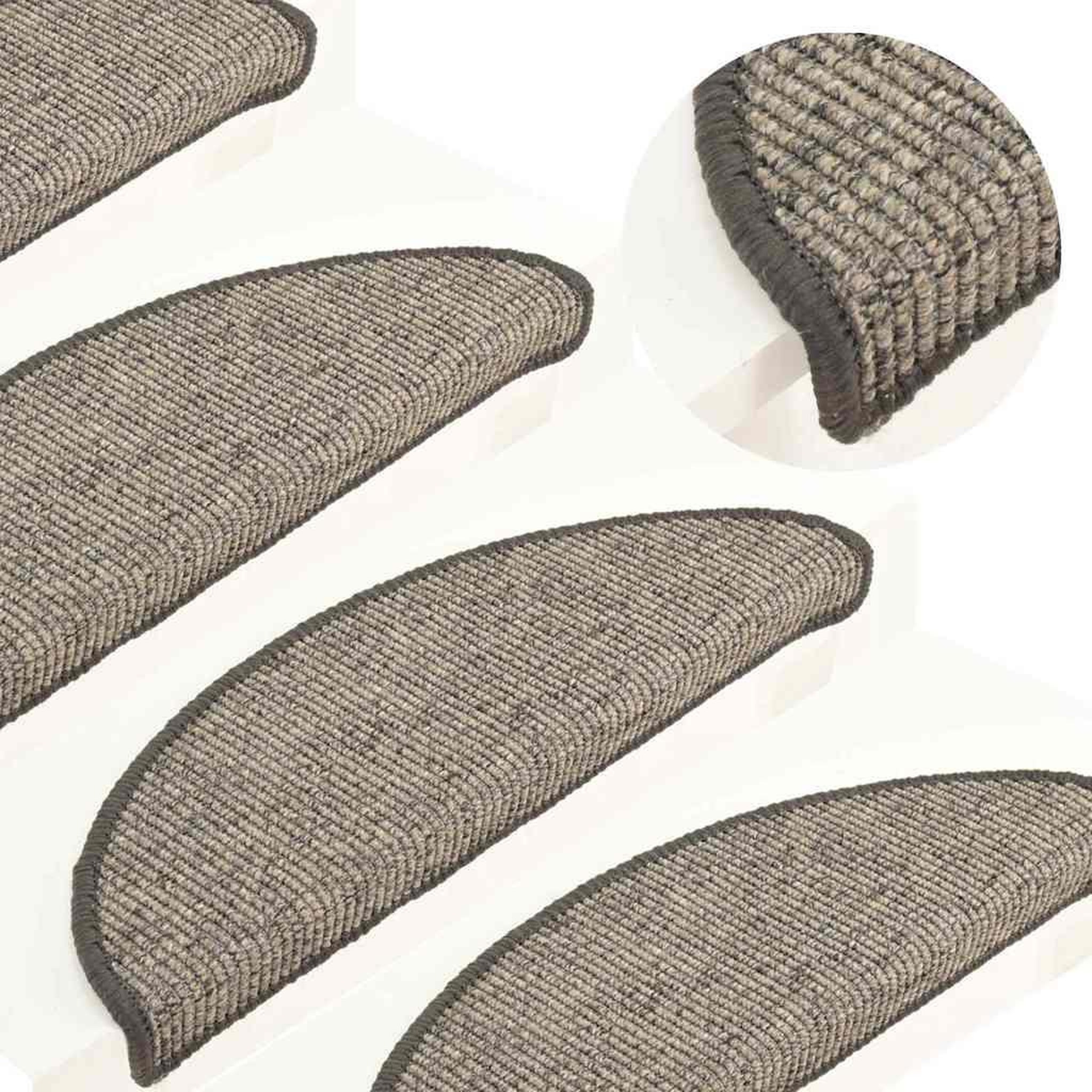 VIDAXL Tapis d'escalier autocollants 15 pcs 56x17x3 cm Beige et gris