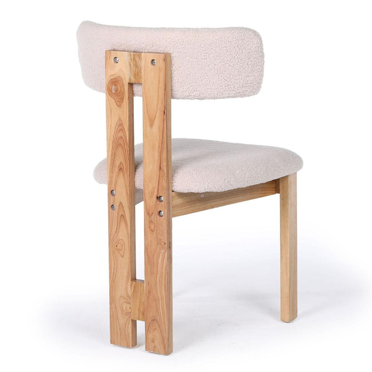 Paris Prix Chaise Design Bouclette  Keven  78cm Beige & Bois Clair