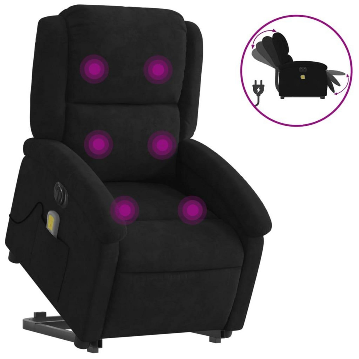 VIDAXL Fauteuil inclinable de massage electrique noir velours