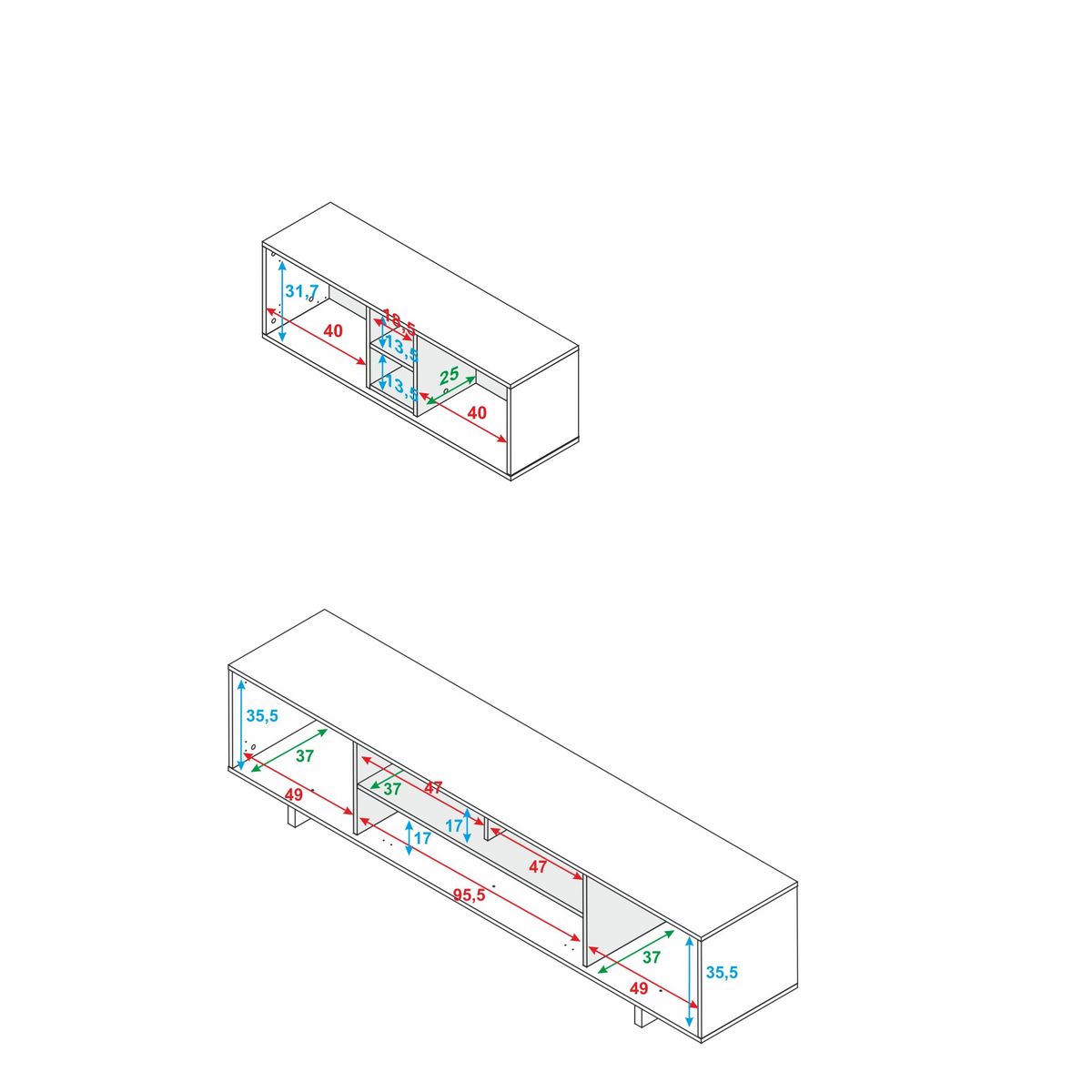 Ensemble meuble TV bas et haut  ELLIUS L200 cm