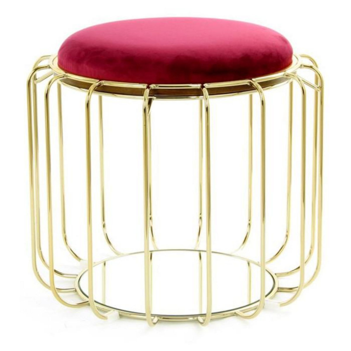 Paris Prix Pouf & Table d'Appoint  Comfortable  50cm Rouge & Or