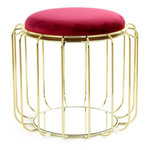 Paris Prix Pouf & Table d'Appoint  Comfortable  50cm Rouge & Or