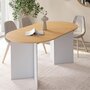 Voir la diapositive 4 : ID MARKET Table à manger extensible ovale MARTHE 6 -10 personnes bois façon hêtre et blanc 160-200 cm