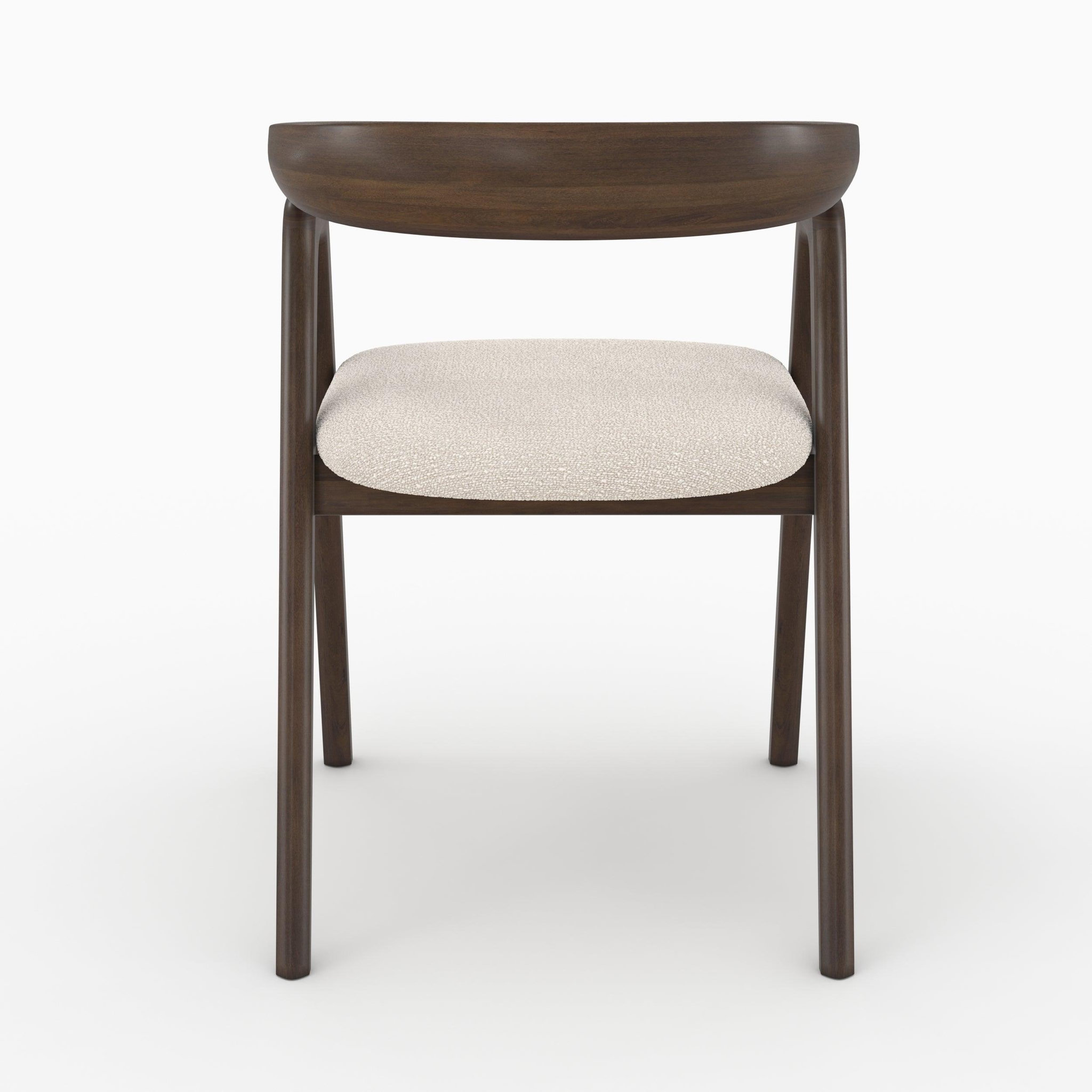 Voir la diapositive 3 : MAISON PAVANE Chaise en bois d'hévéa foncé et tissu bouclé crème-Hawa