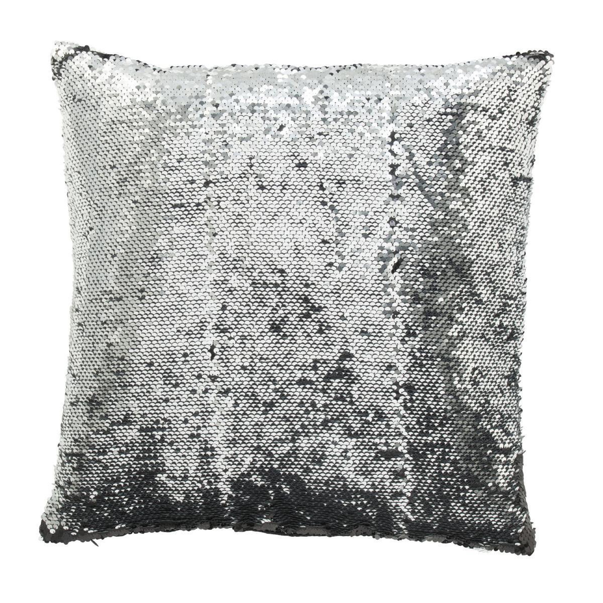 Voir la diapositive 3 : J-LINE Coussin déco réversible  sequin  45x45cm noir & argent