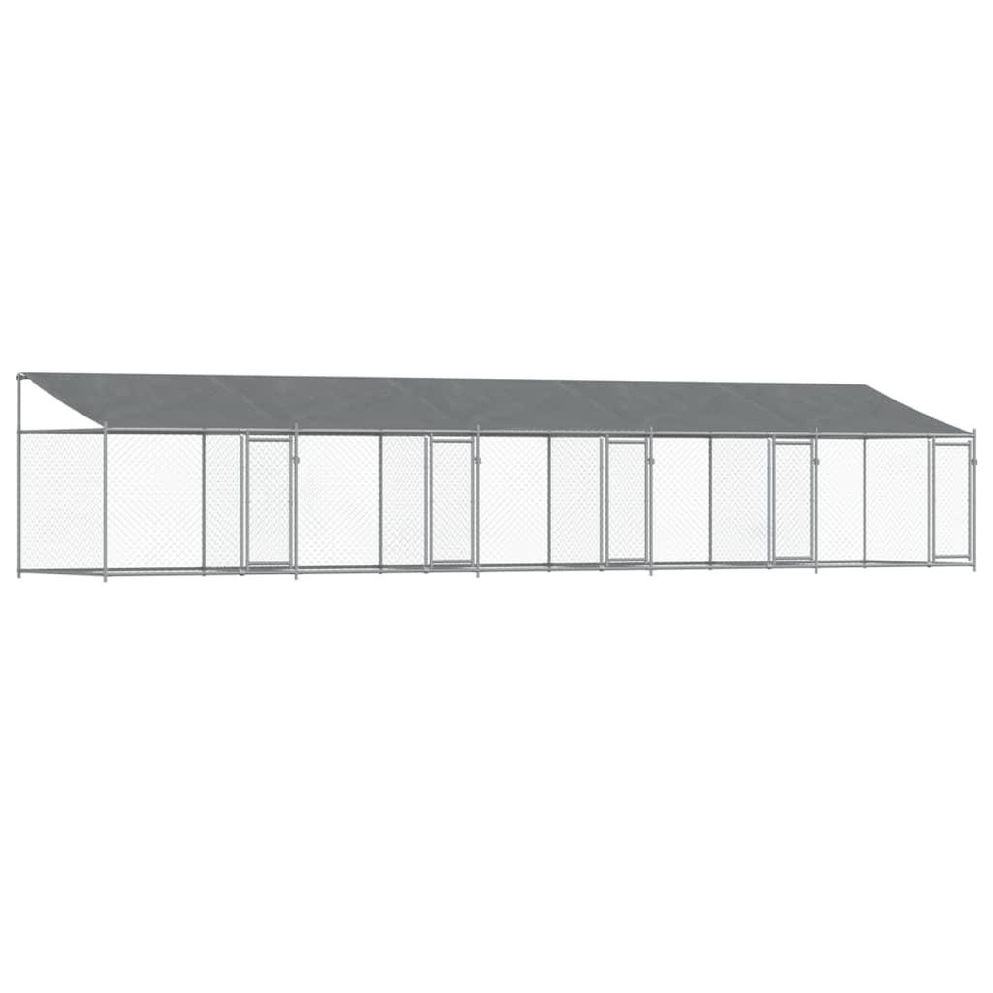 Voir la diapositive 2 : VIDAXL Cage pour chien avec toit/portes gris 10x2x2 m acier galvanise