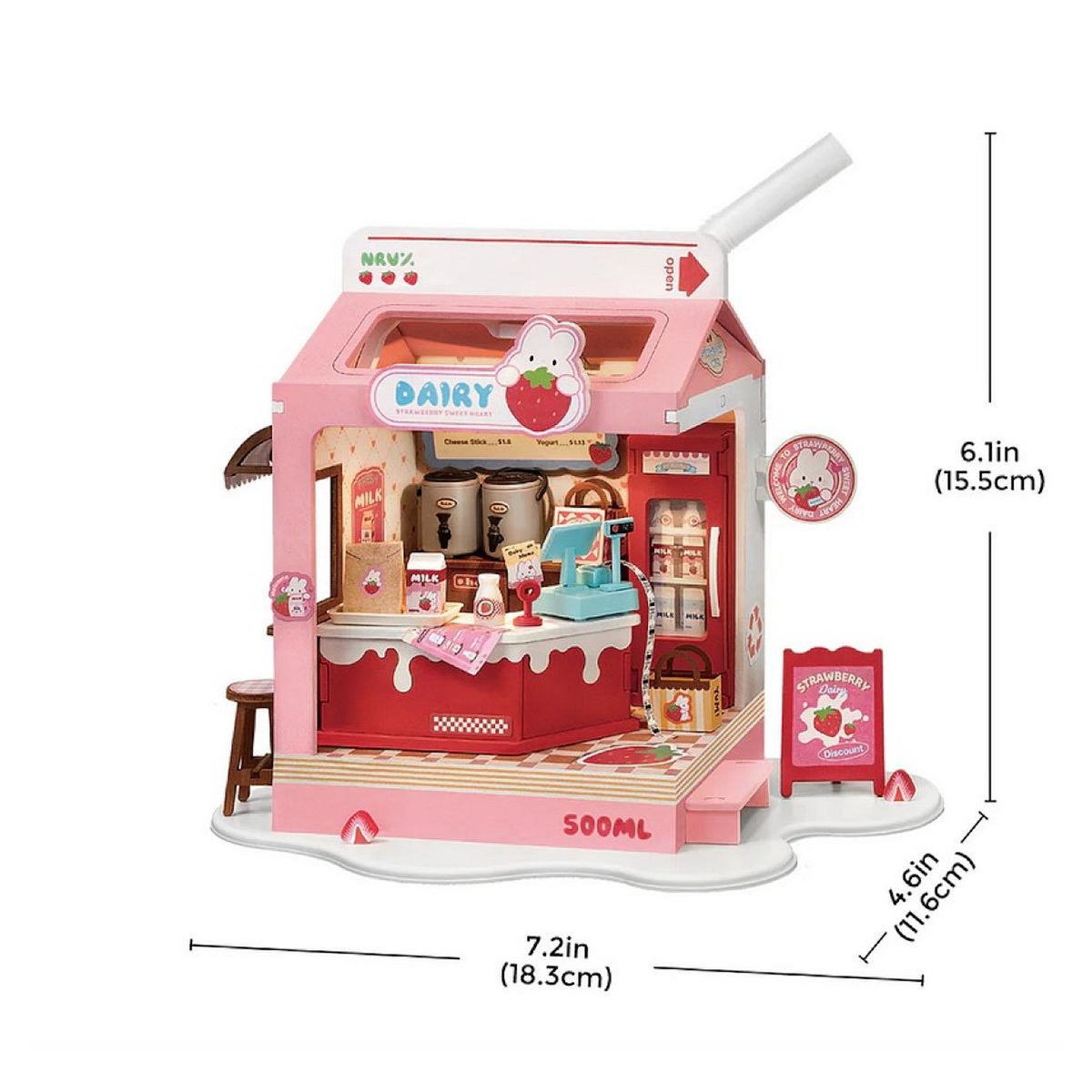 ROBOTIME Maison Miniature Strawberry Milk box