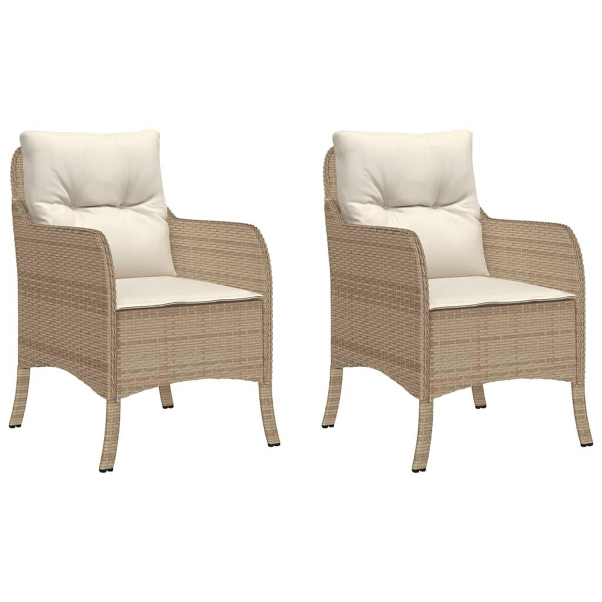 Voir la diapositive 2 : VIDAXL Chaises de jardin avec coussins lot de 2 beige resine tressee