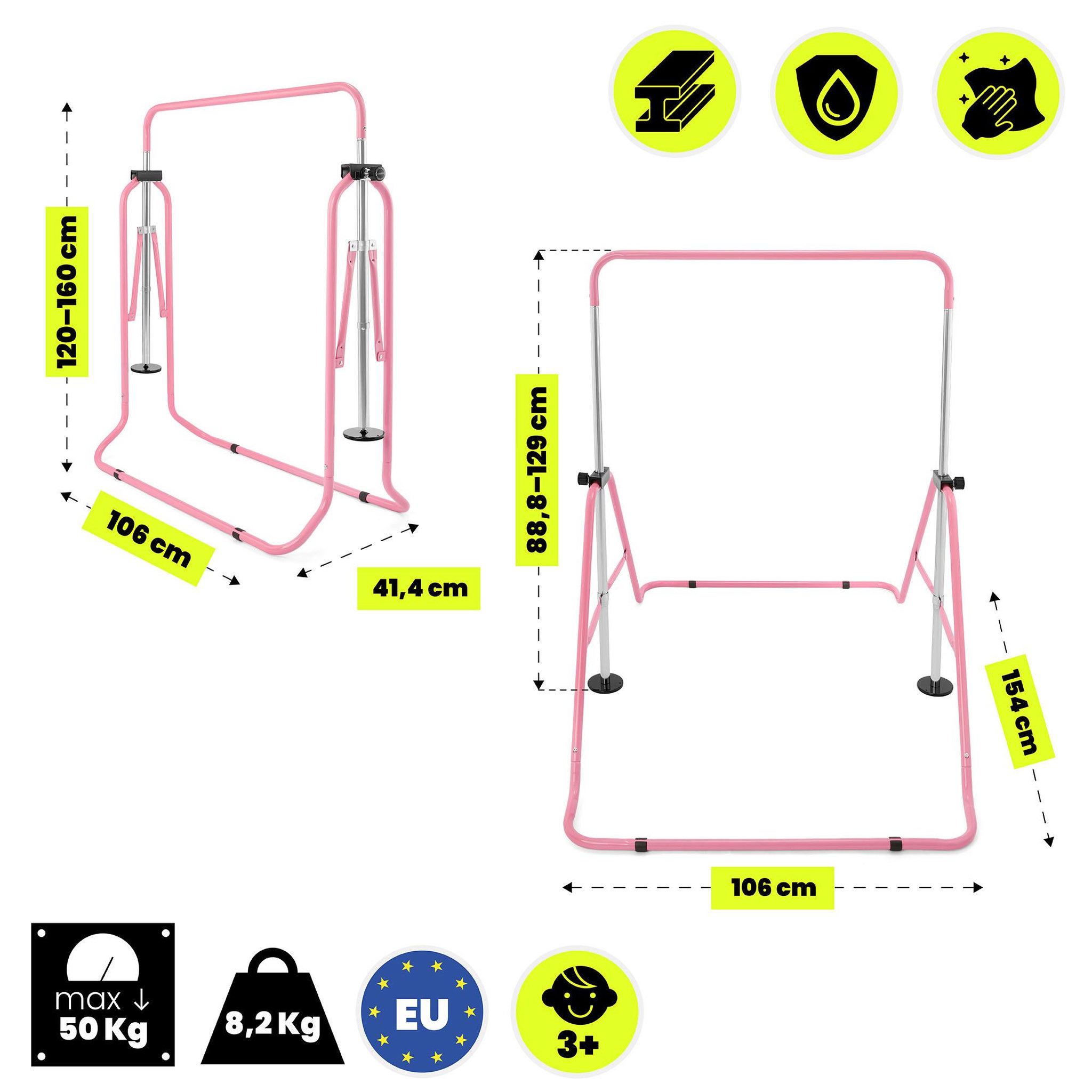 Voir la diapositive 4 : HYPERMOTION Barre gymnastique enfant HyperMotion pliable réglable rose