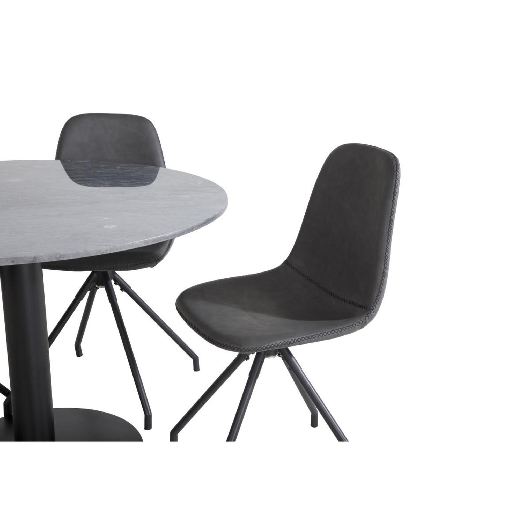 Voir la diapositive 2 : Paris Prix Ensemble Table à Manger & 4 Chaises  Estelle I & Polar I  106cm Gris Foncé & Noir
