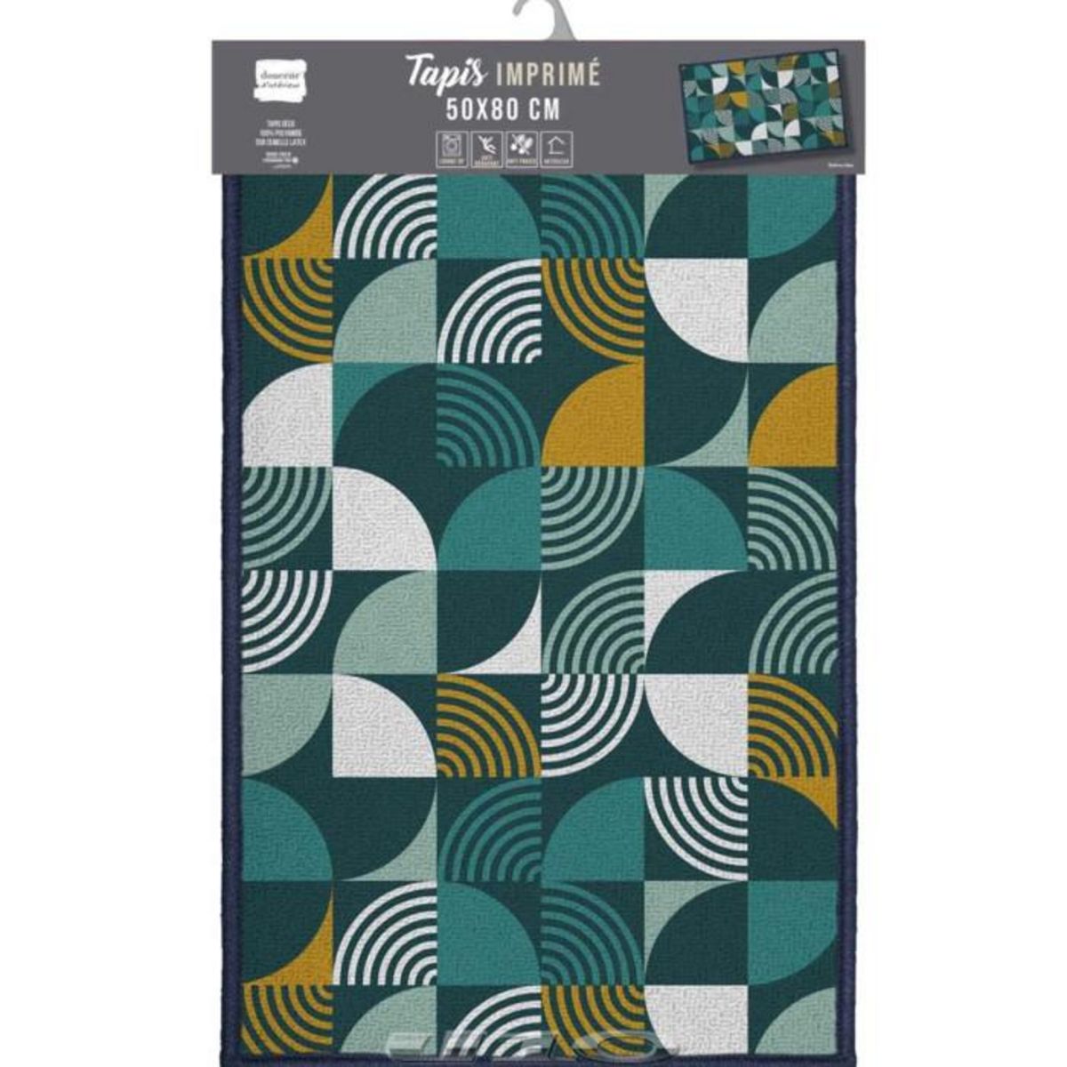 Paris Prix Tapis Déco Imprimé  Rythmo  50x80cm Bleu