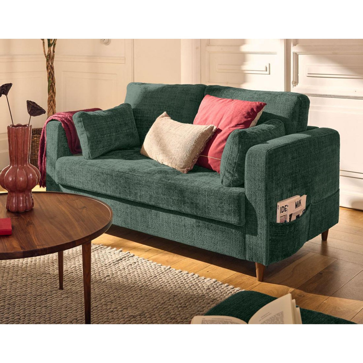 LISA DESIGN Anna - canapé droit 2 places avec poche en velours texturé