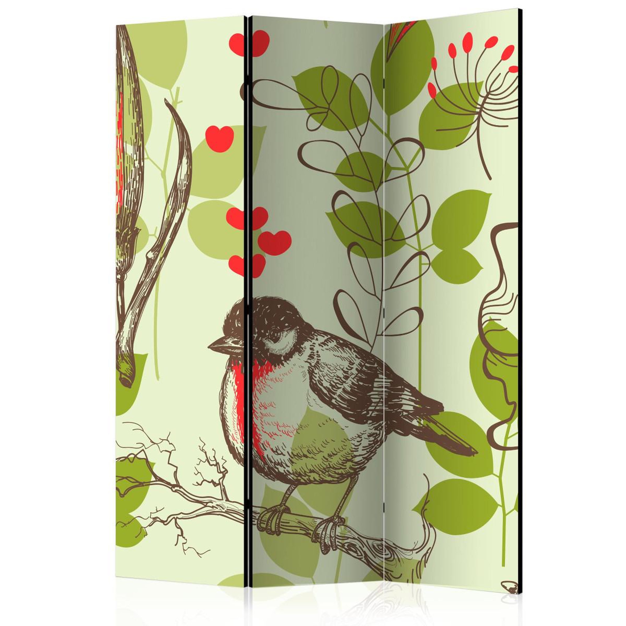 Paris Prix Paravent 3 volets  bird & lilies vintage pattern  135x172cm