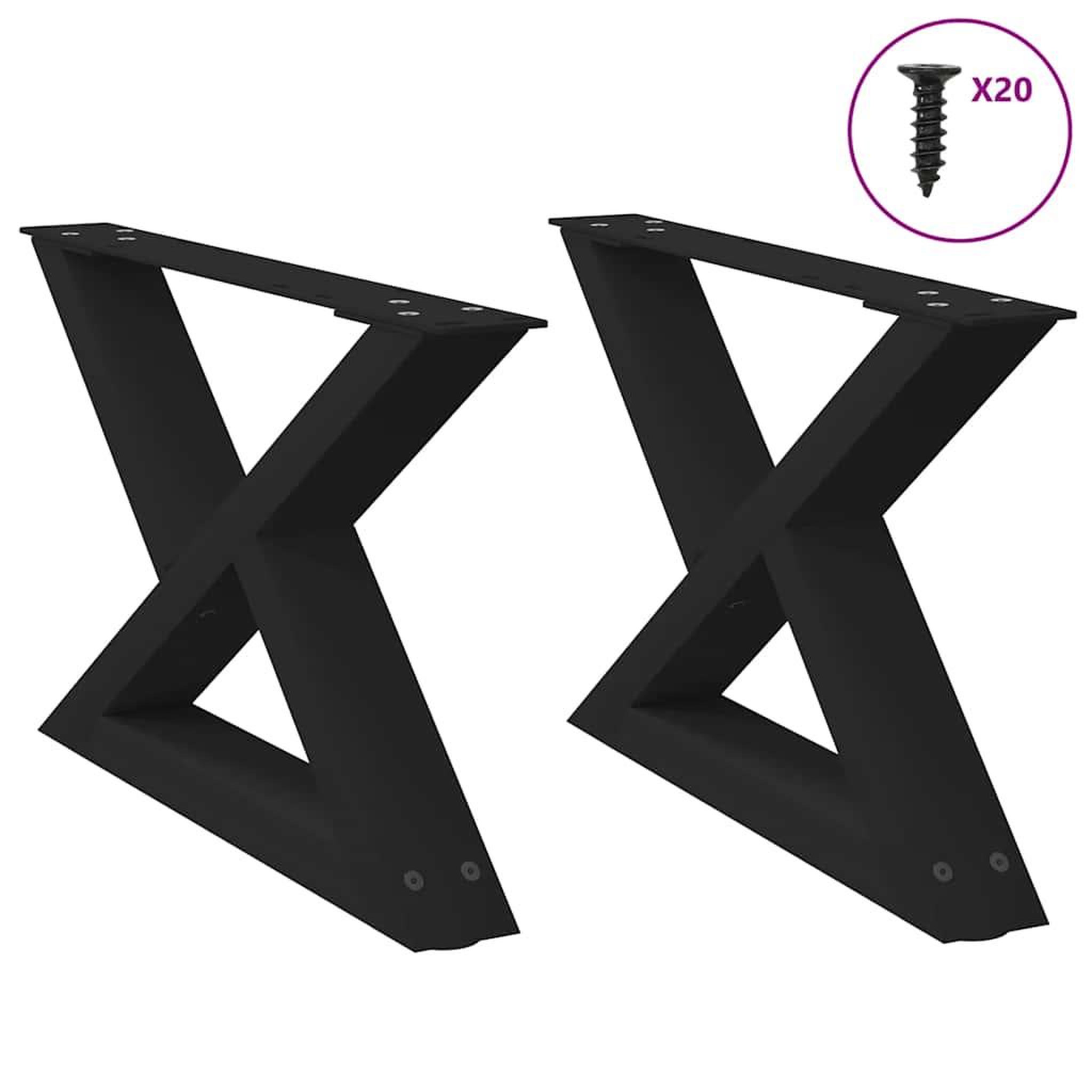 VIDAXL Pieds de table basse 2 pcs noir 50x(30-31,3) cm acier