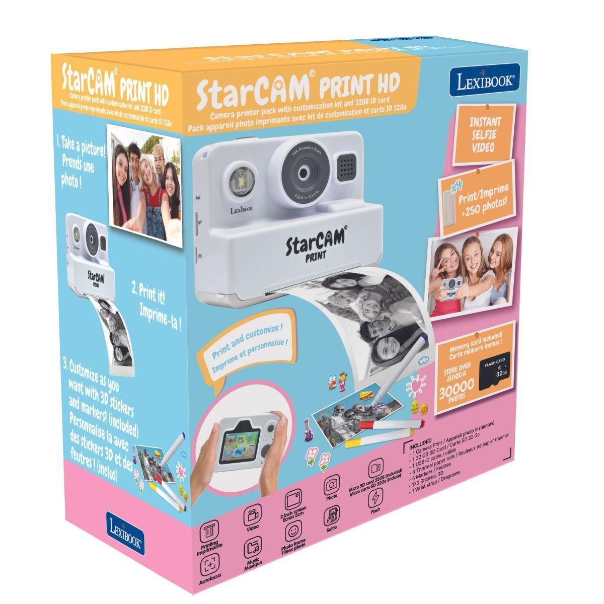 Lexibook Starcam Print Classic appareil photo numérique HD avec imprimante instantanée