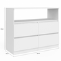 Voir la diapositive 5 : ID MARKET Commode 4 tiroirs TOMI 100 cm avec niche bois blanc