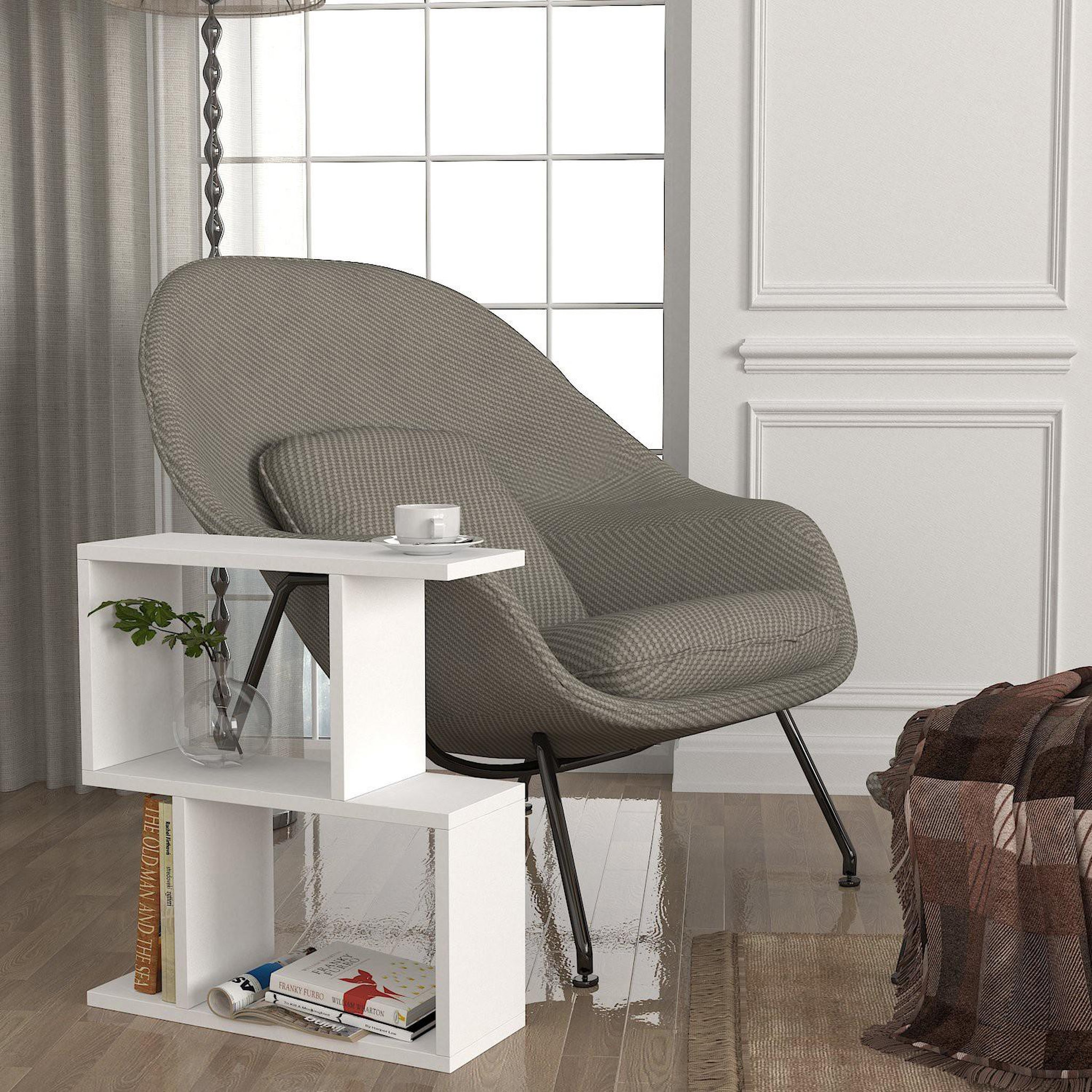 Voir la diapositive 2 : Habitat et Jardin Table d'appoint en bois  karinus  - 50 x 17 x 55 cm - blanc