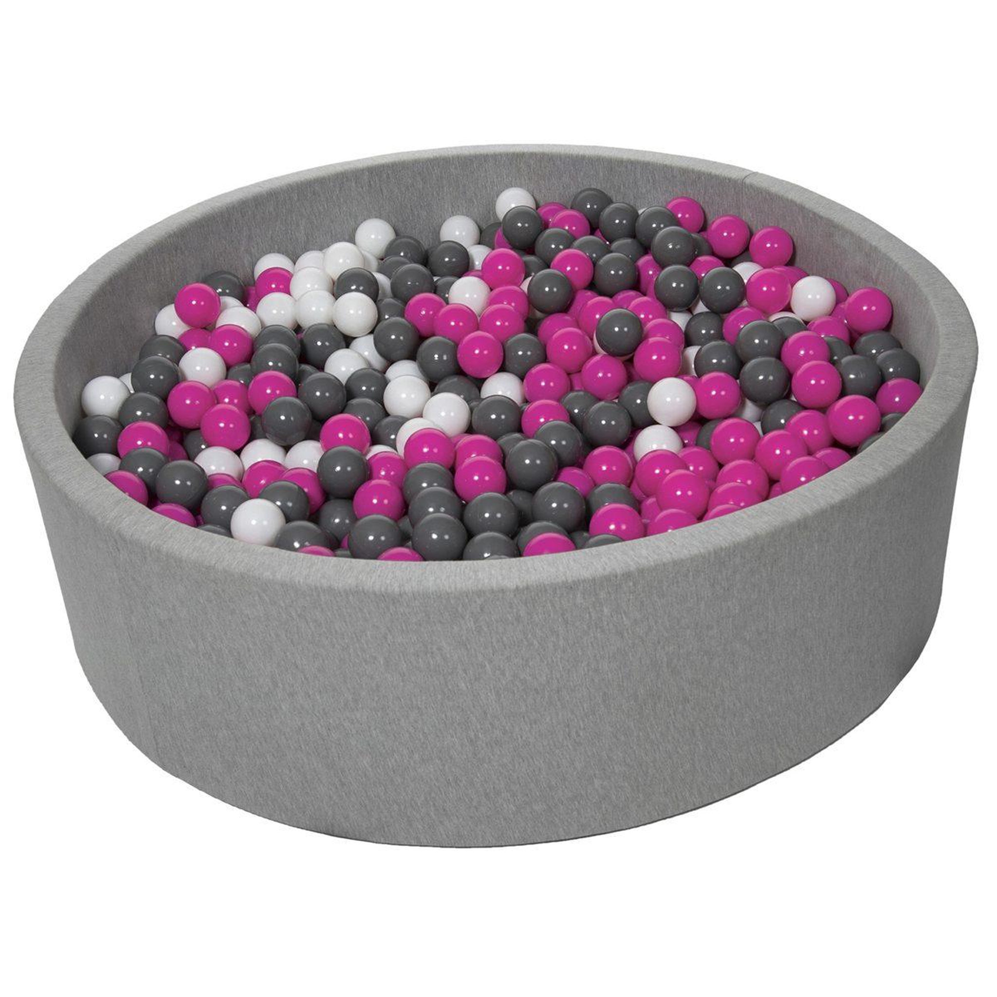 VELINDA Piscine à balles pour enfant, diamètre env.125 cm + 1200 balles blanc, rose, gris
