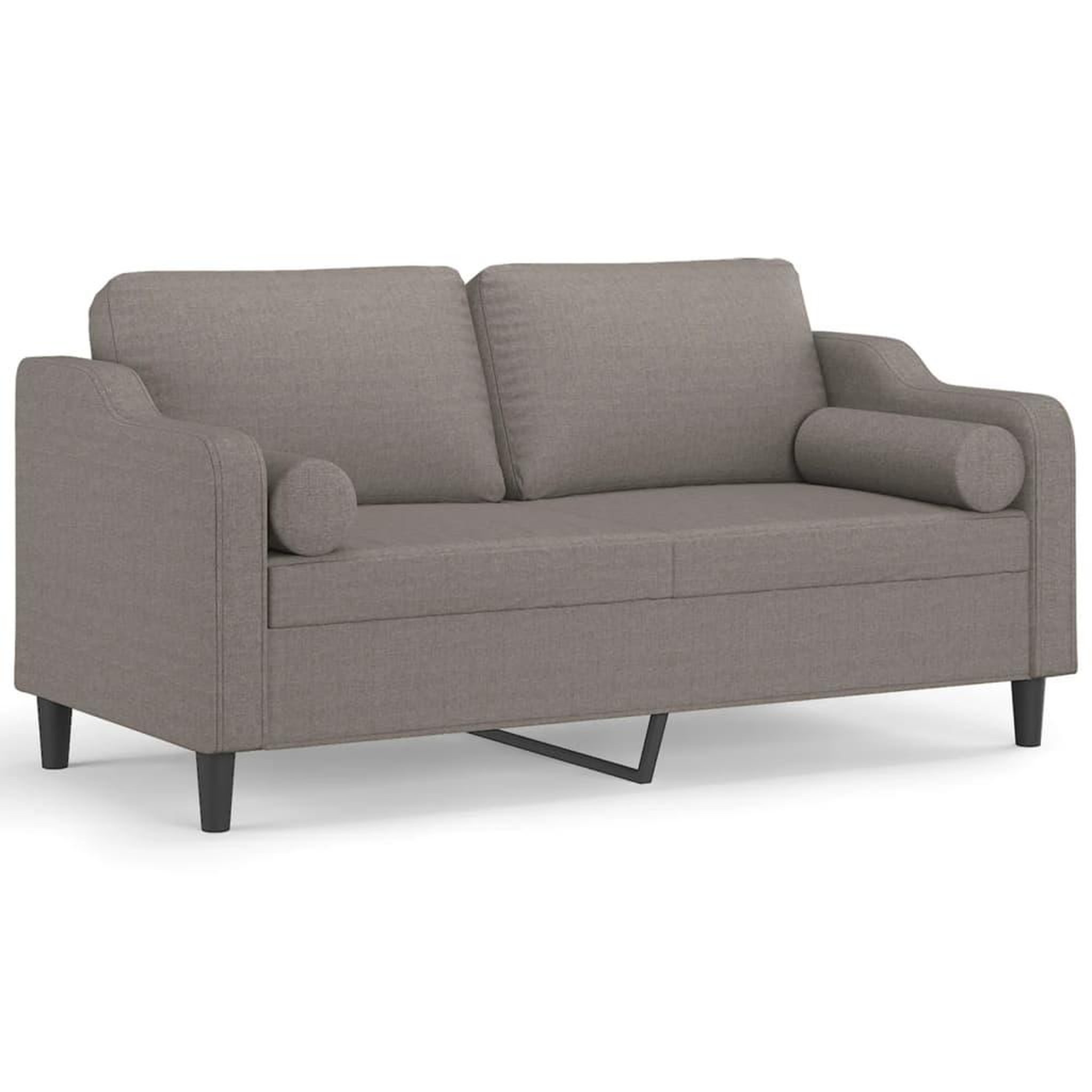 Voir la diapositive 2 : VIDAXL Canape 2 places avec oreillers decoratifs taupe 140 cm tissu