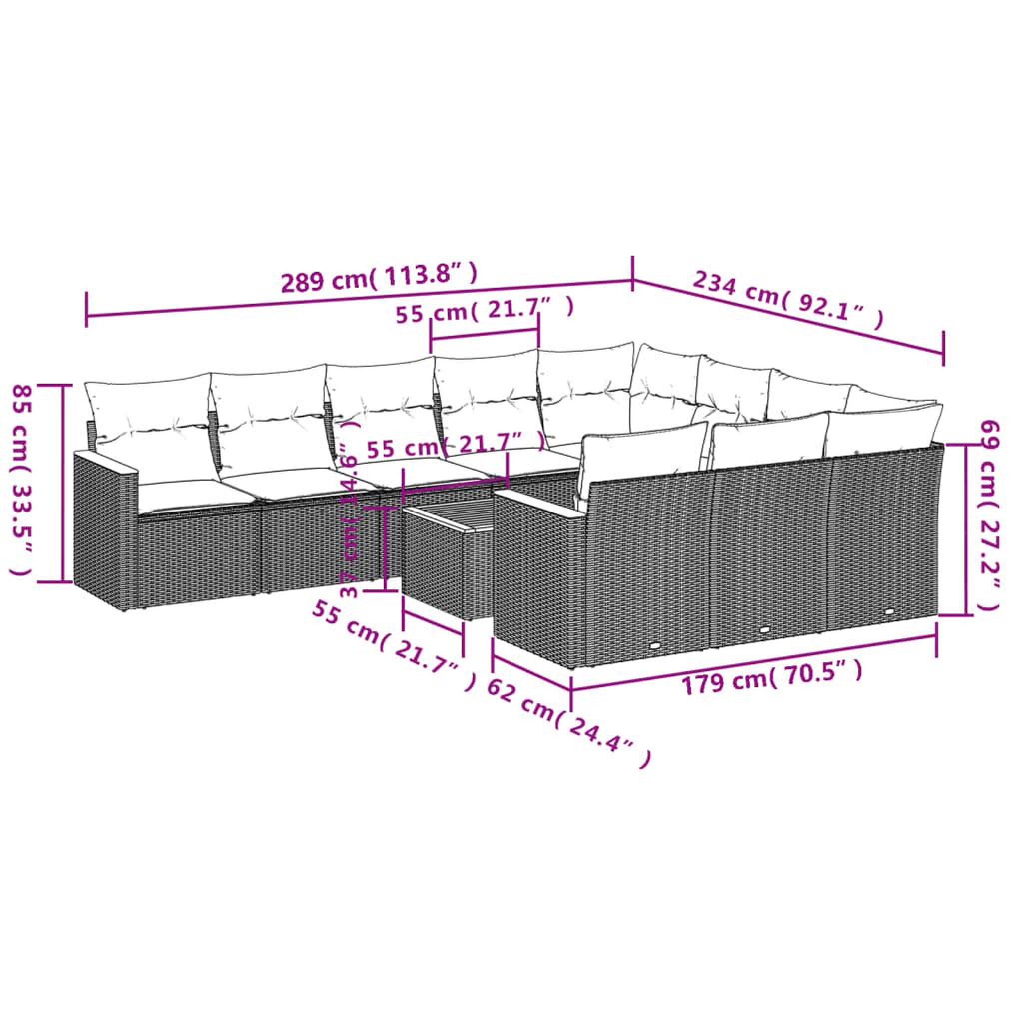 Voir la diapositive 6 : VIDAXL Salon de jardin 11 pcs avec coussins noir resine tressee