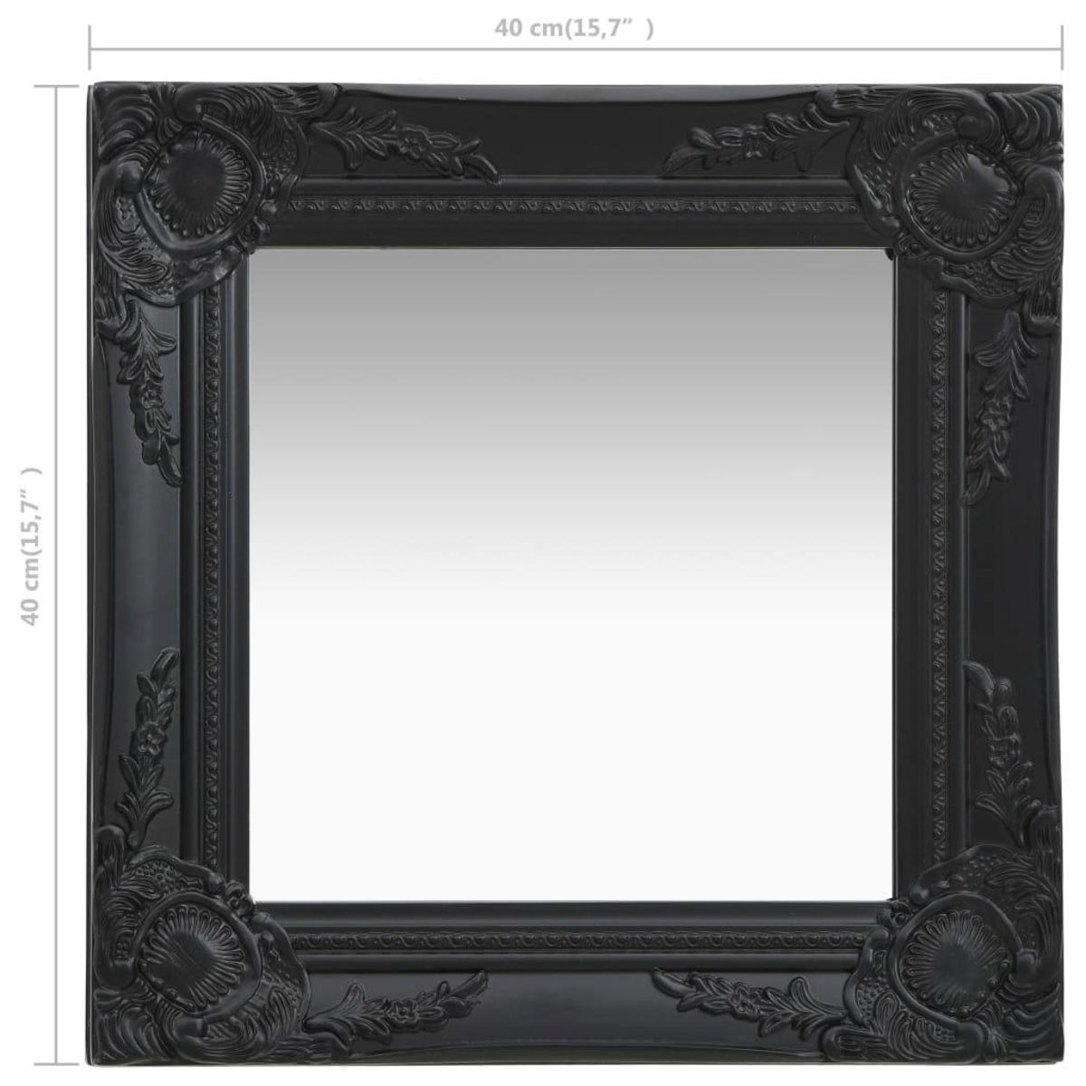 VIDAXL Miroir mural style baroque 40x40 cm noir
