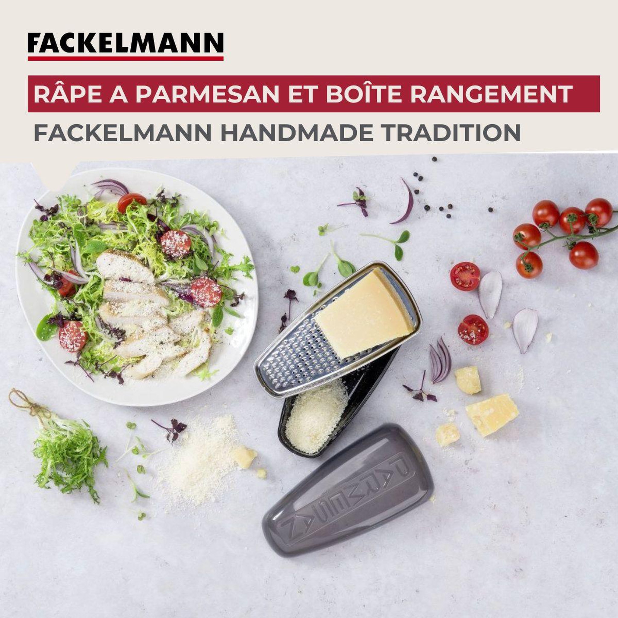Voir la diapositive 2 : Fackelmann Duo râpe à zeste longue à gros grain avec couvercle de protection 42 cm et râpe à parmesan et sa boîte de rangement 19 cm fm professional gourmet