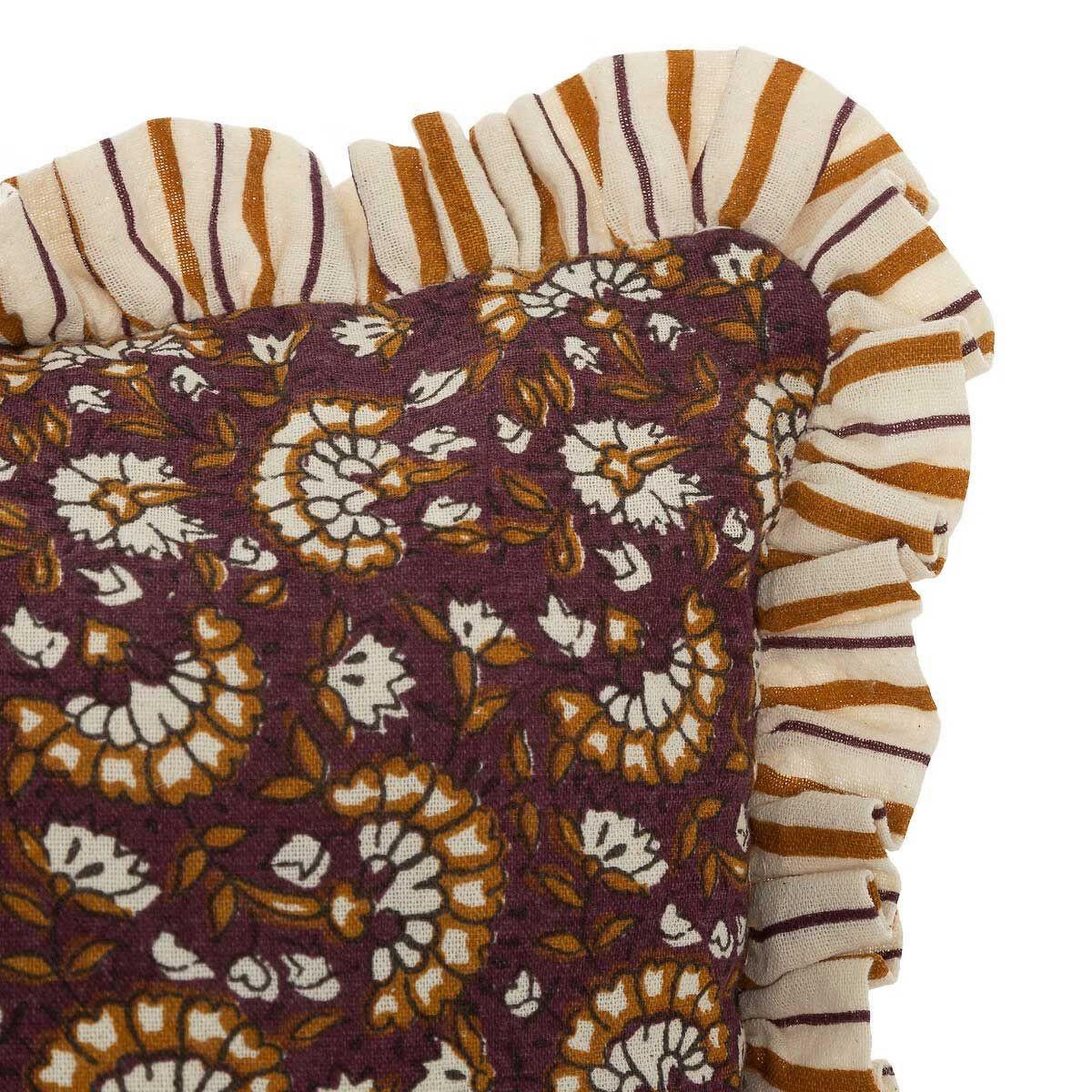 Voir la diapositive 2 : ATMOSPHERA Coussin déco à volant  indie  40x40cm violet