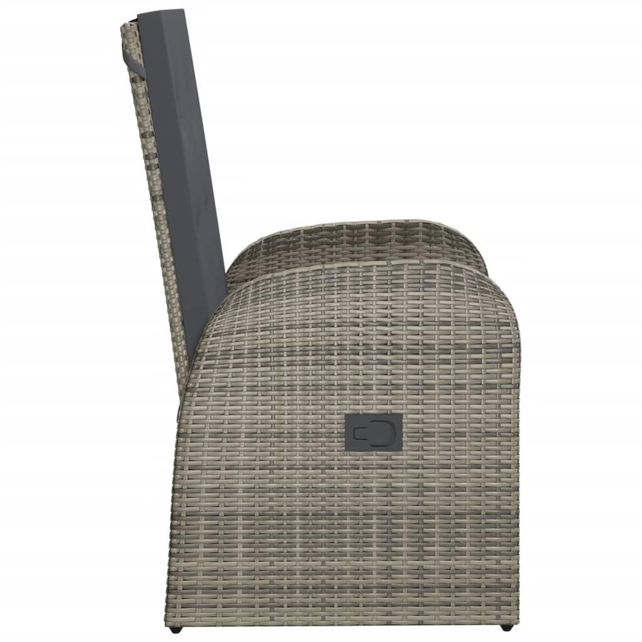 Voir la diapositive 5 : VIDAXL Chaise inclinable de jardin 2pc et coussins Resine tressee Gris