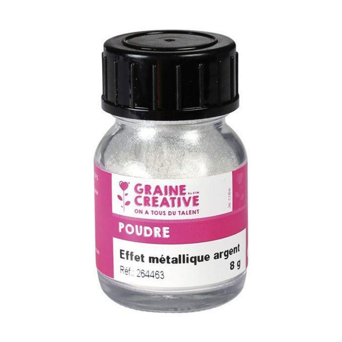 Graine créative Poudre effet métallique argent pour pâte polymère - 8 g