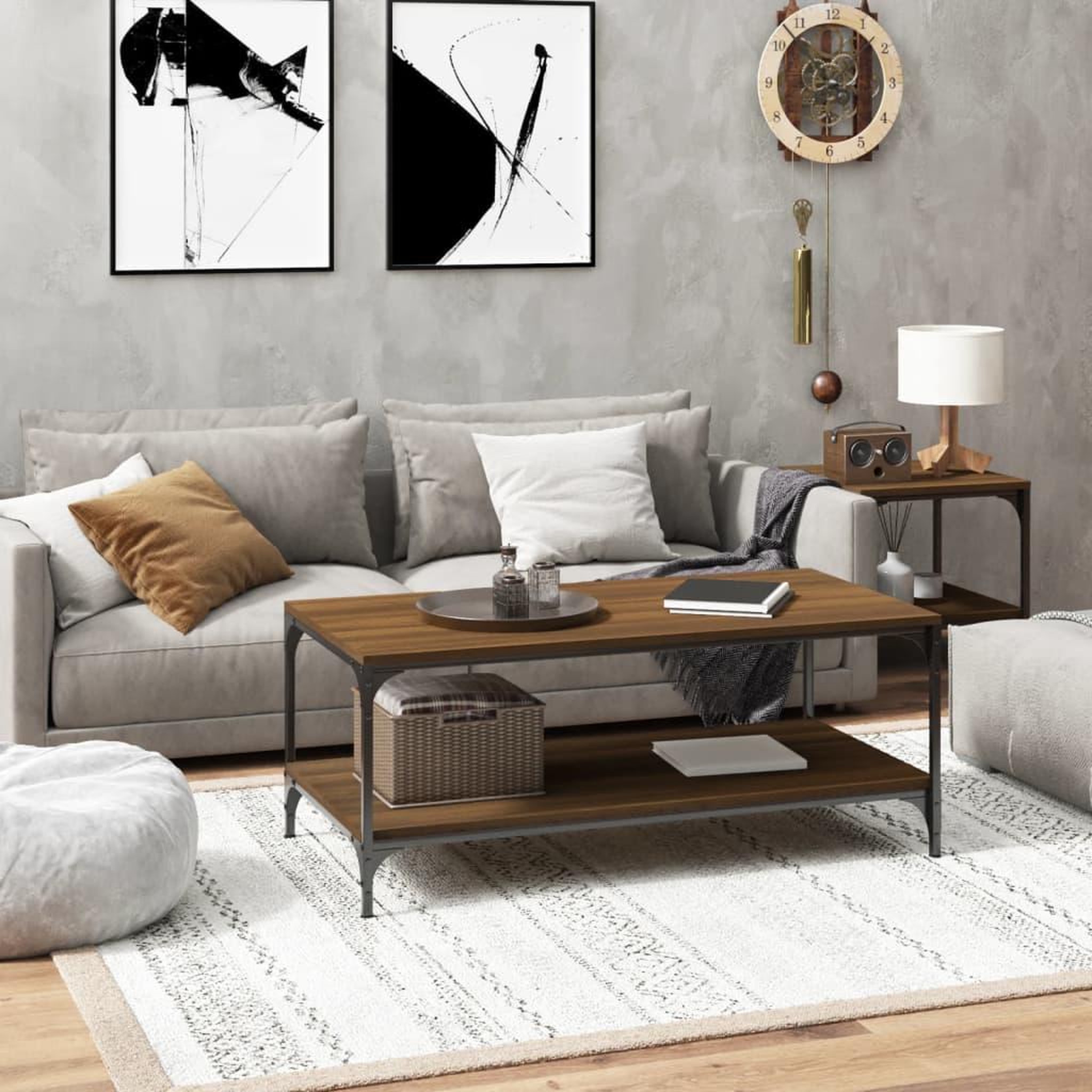 Voir la diapositive 1 : VIDAXL Table basse Chene marron 100x50x40 cm Bois d'ingenierie