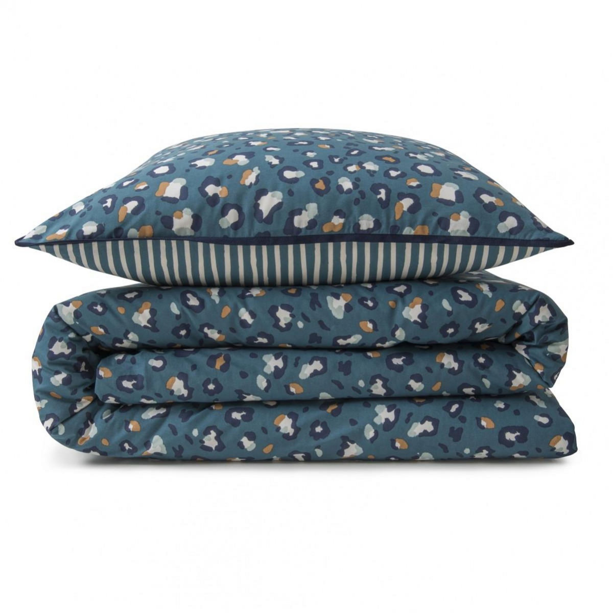 FUTURE HOME Parure de lit 2 personnes imprimé léopard réversible rayé