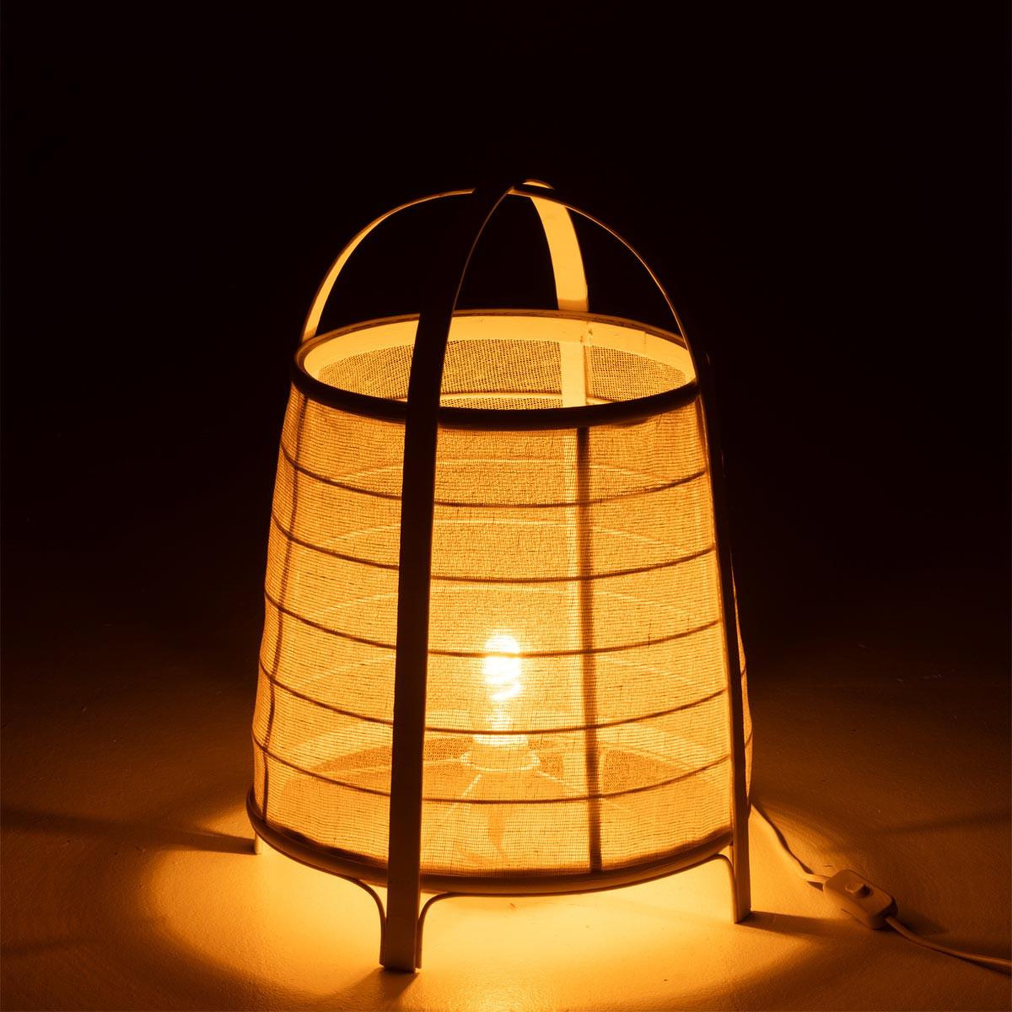Voir la diapositive 3 : J-LINE Lampe à poser en bambou  rya  52cm blanc