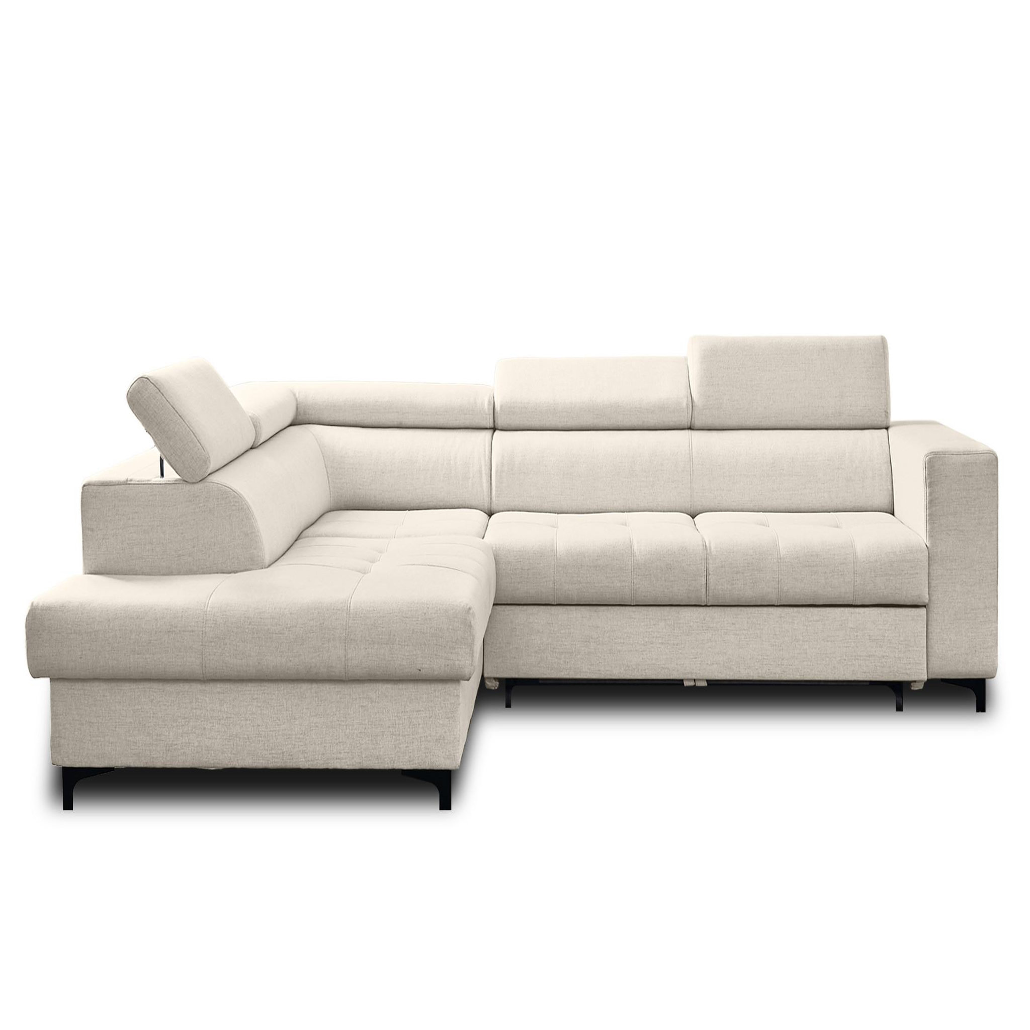Voir la diapositive 1 : LISA DESIGN Olinda - canapé d'angle gauche - 5 places - convertible avec coffre et têtières réglables - en tissu