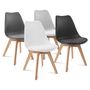 Voir la diapositive 1 : Lot de 4 chaises mix couleurs style scandinave pieds bois massif ODDA
