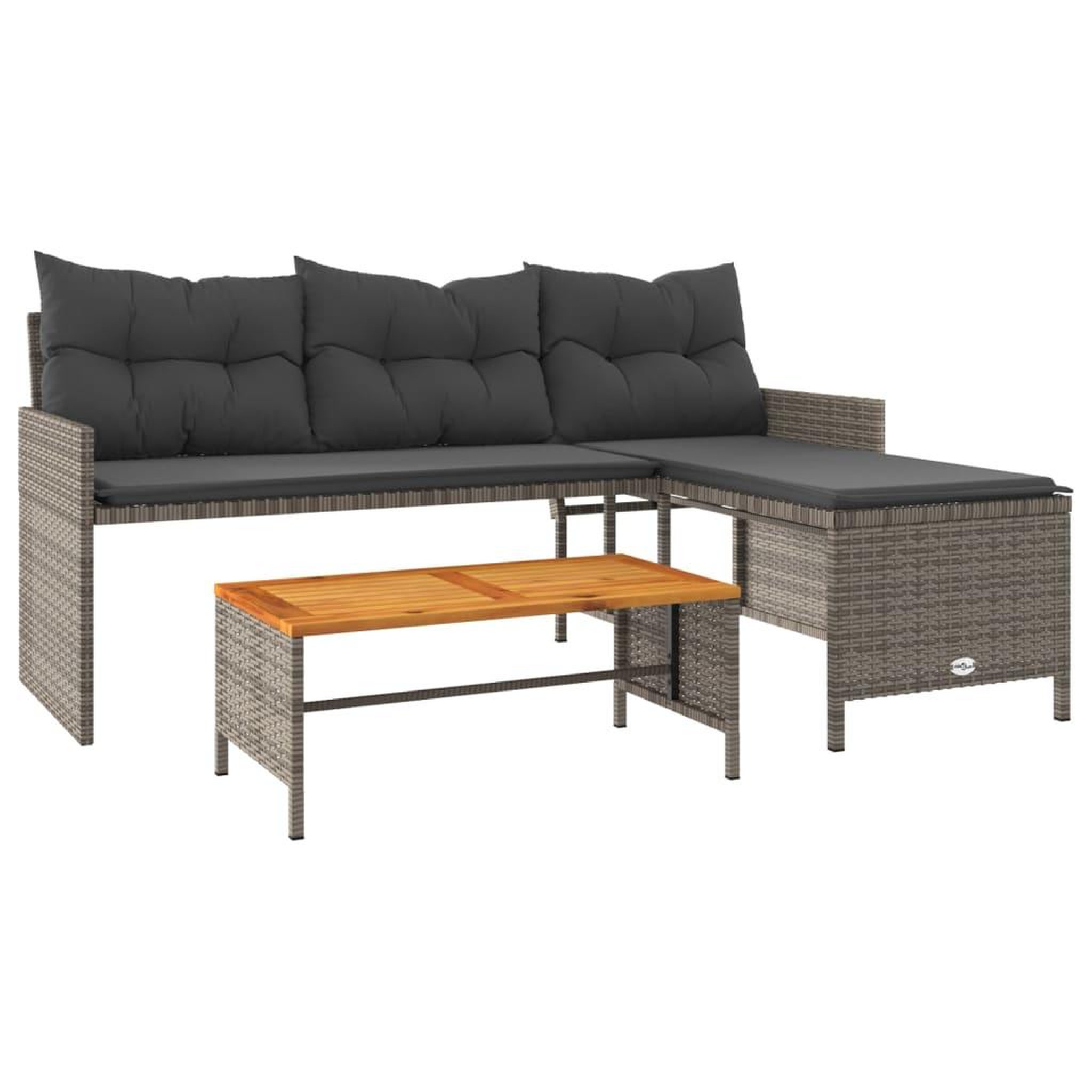 Voir la diapositive 2 : VIDAXL Canape de jardin avec table et coussins en forme de L gris