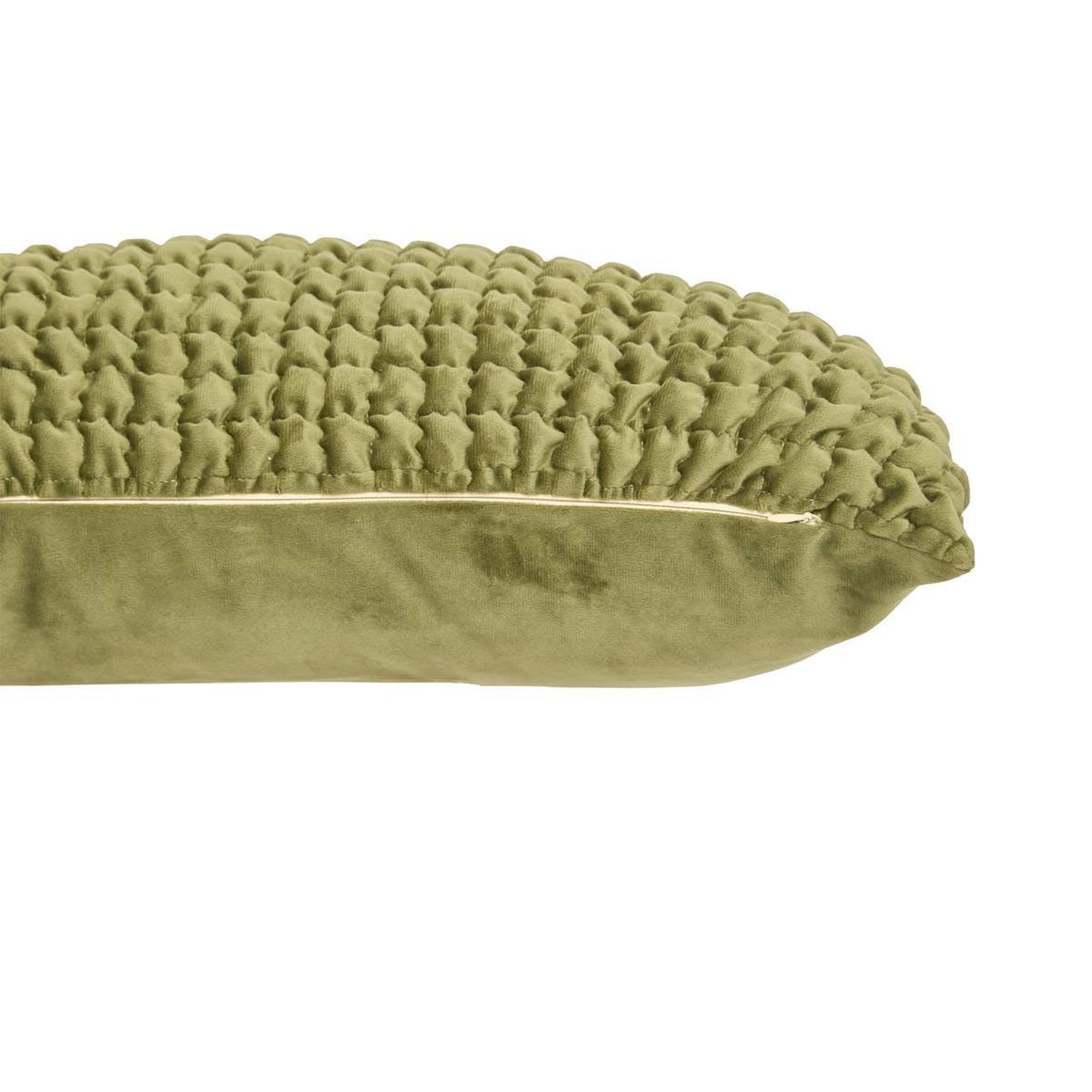 Voir la diapositive 2 : ATMOSPHERA Coussin déco en velours 3d  belli  35x75cm vert kaki