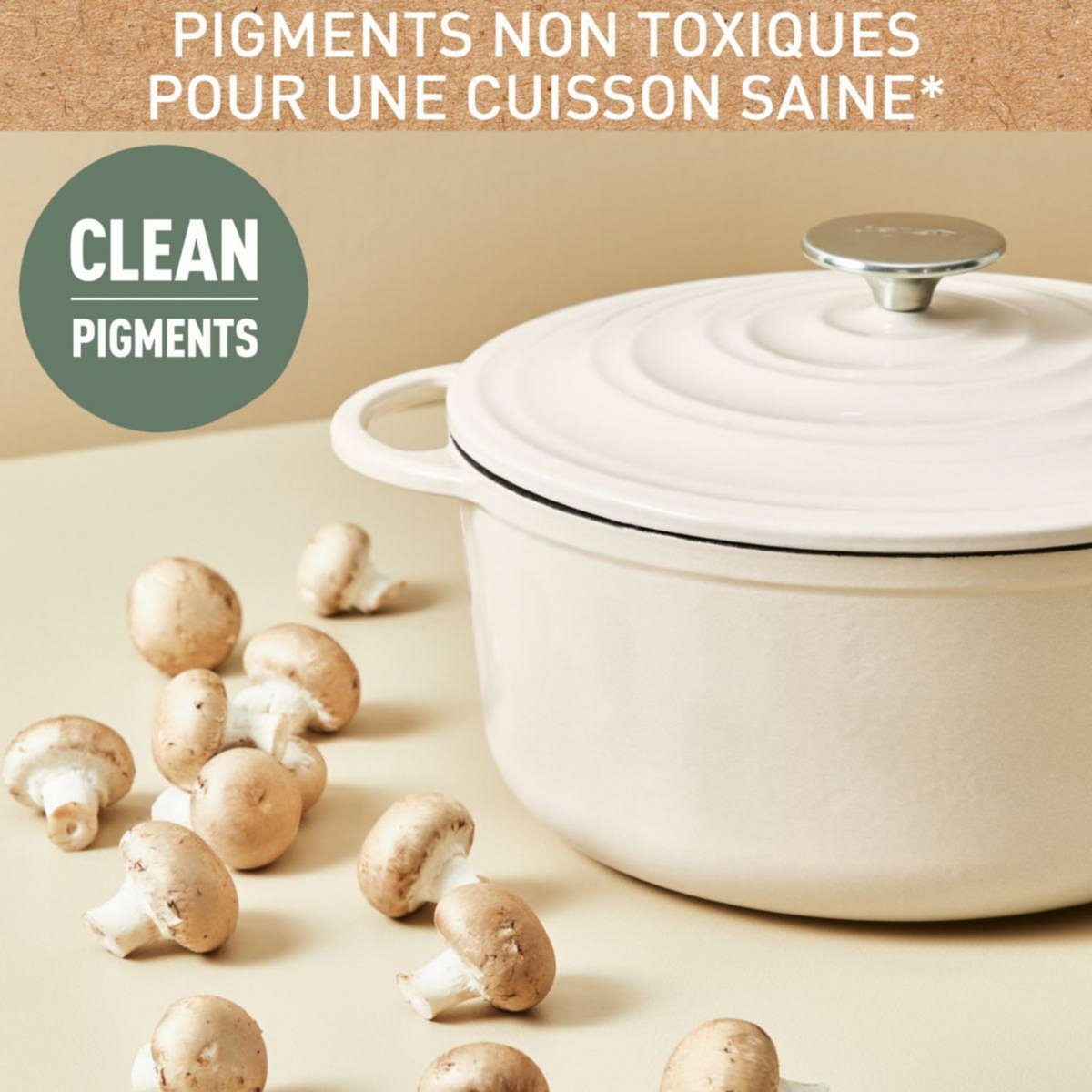 TEFAL Cocotte Fonte LOV faitout 34cm beige