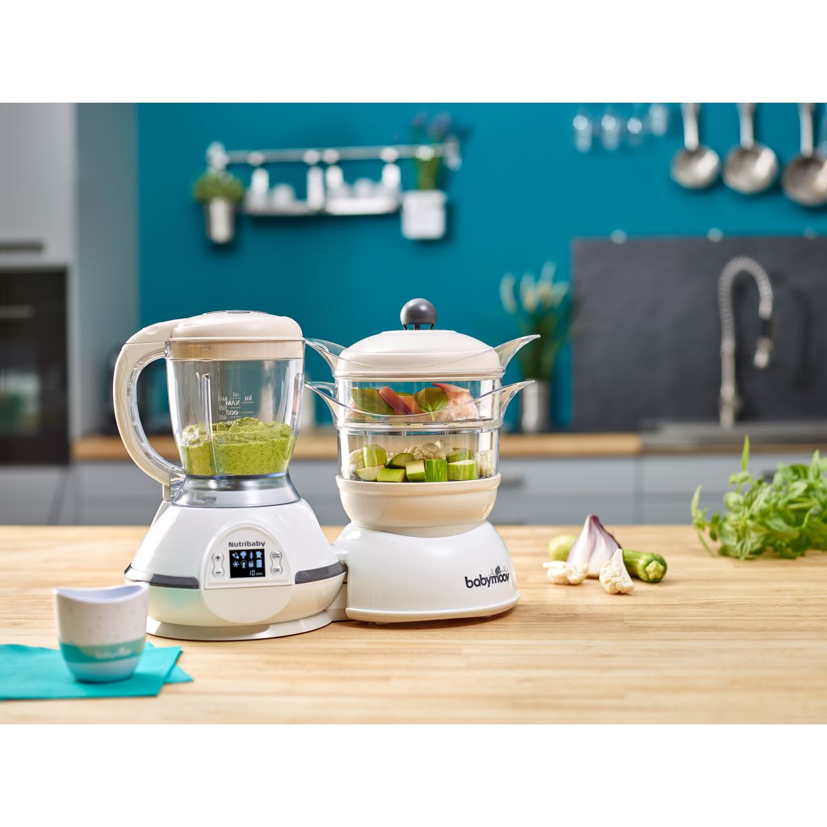 BABYMOOV Robot cuiseur, vapeur mixeur Nutribaby Classic - Crème