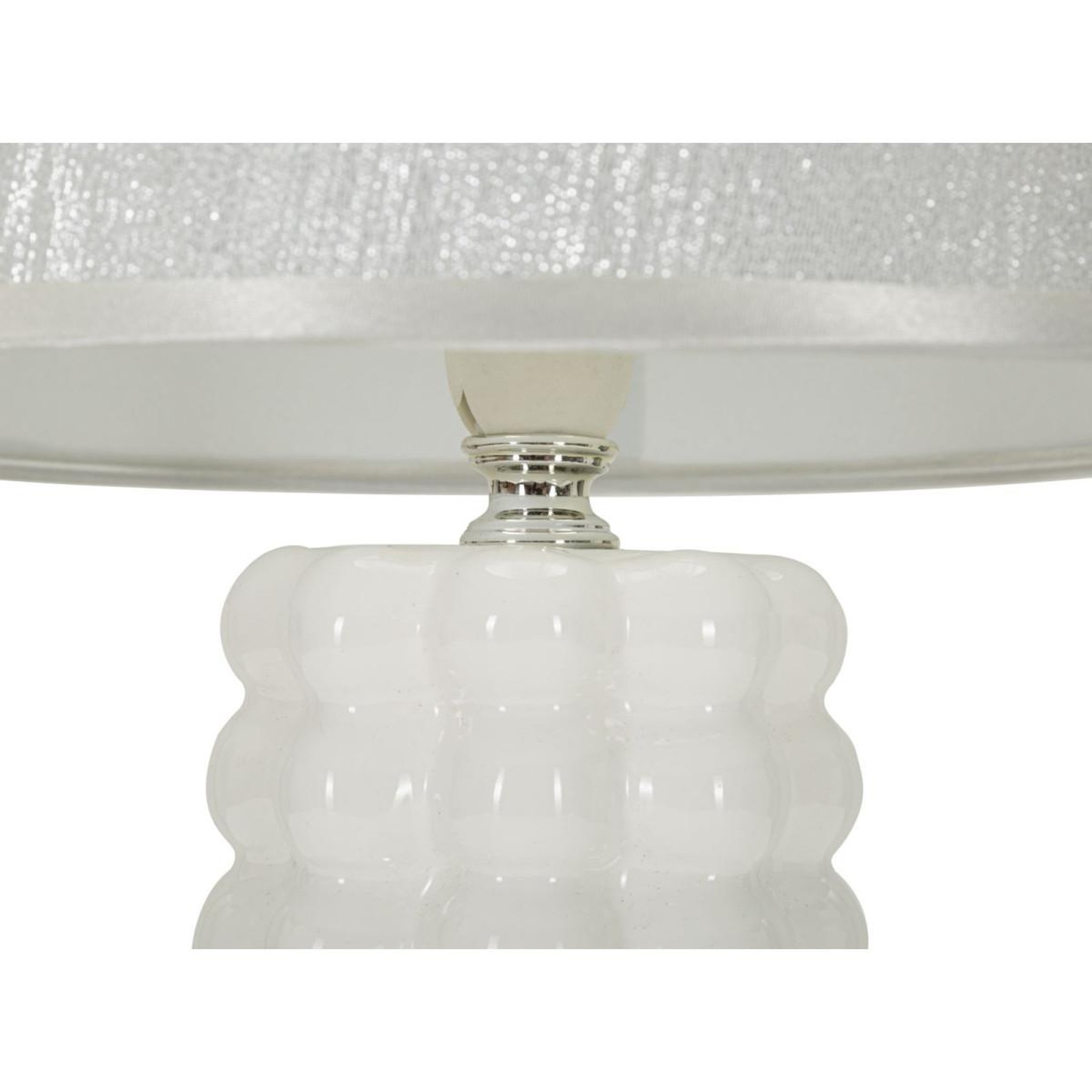 Voir la diapositive 3 : Paris Prix Lampe à poser en céramique  lace  33cm argent & blanc