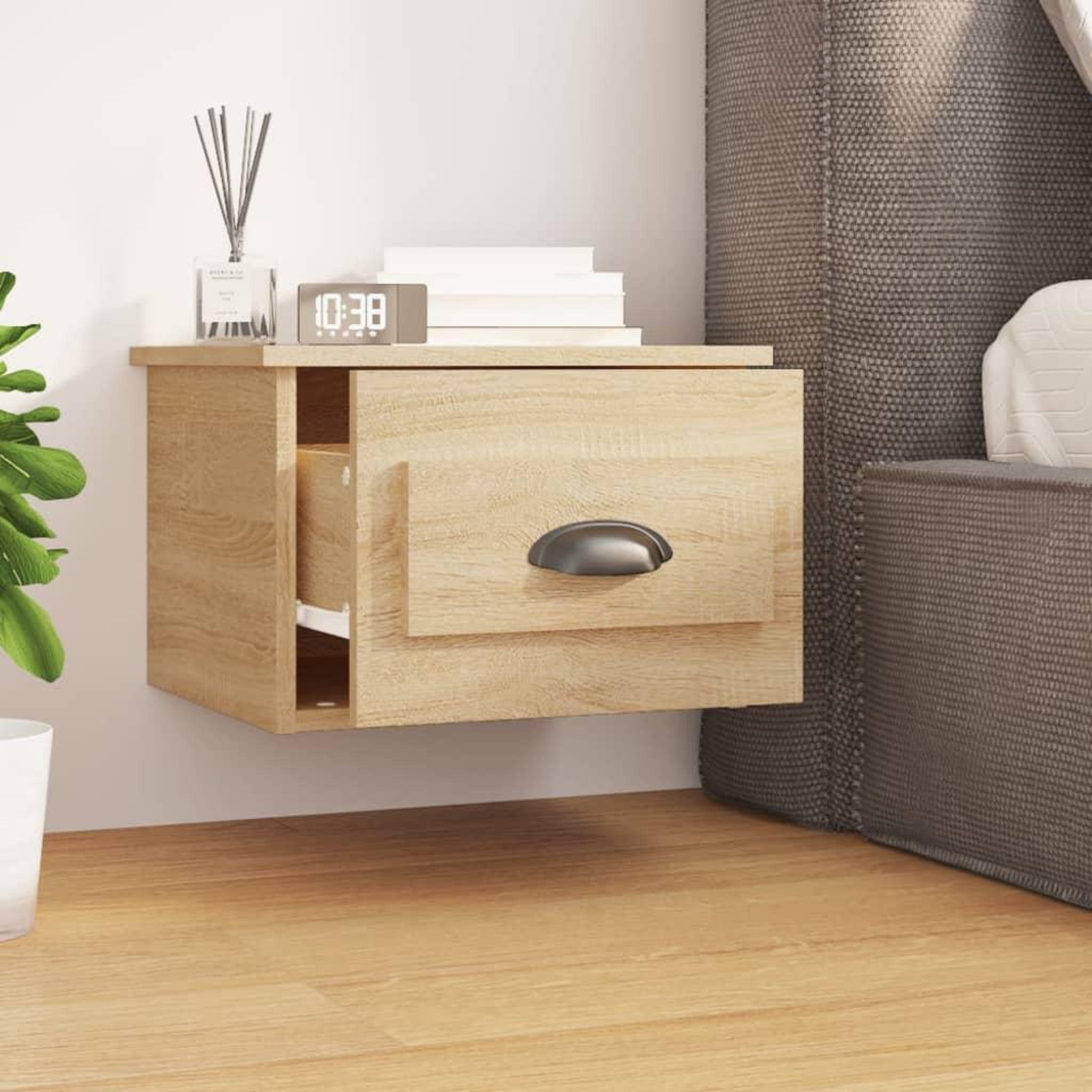 Voir la diapositive 3 : VIDAXL Table de chevet murale chene sonoma 41,5x36x28 cm