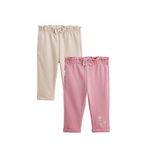 Petit Béguin Lot de 2 pantalons bébé en molleton Dina. Coloris disponibles : Rose