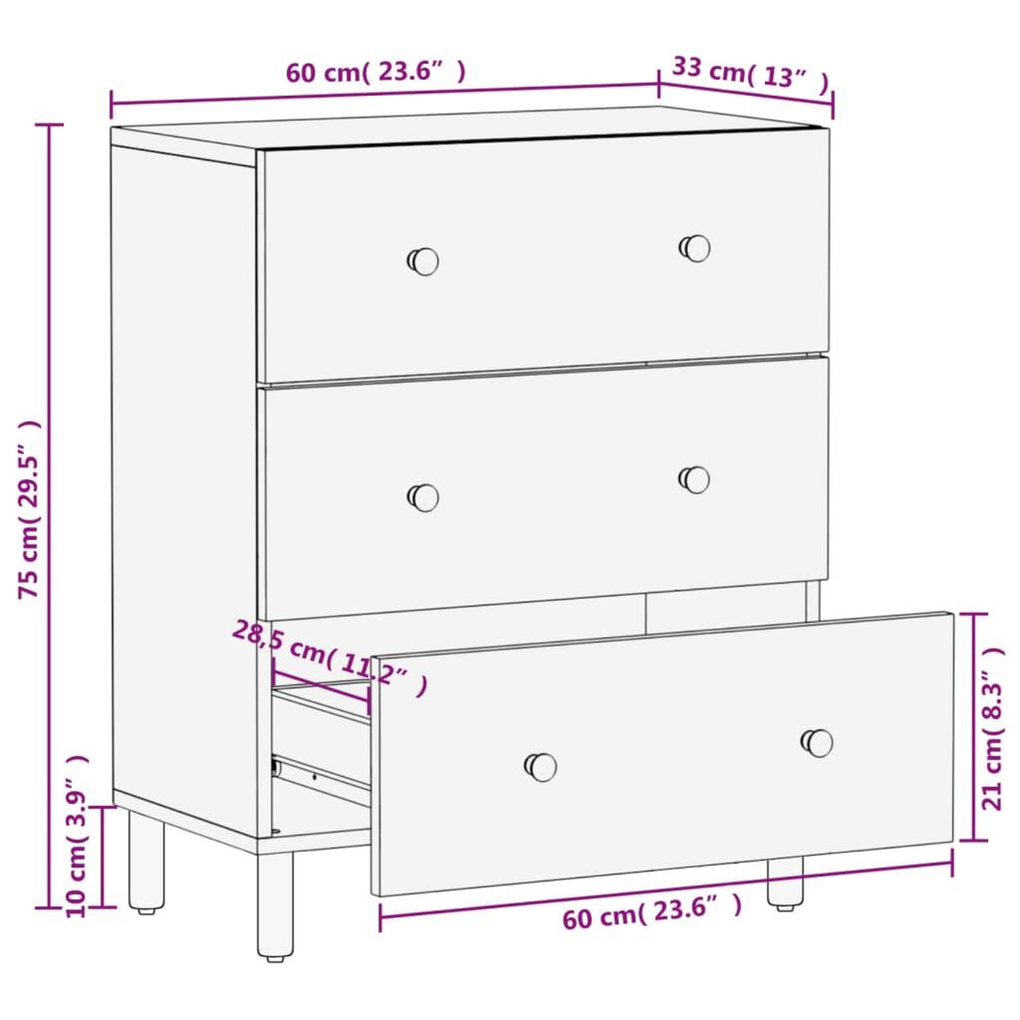 Voir la diapositive 6 : VIDAXL Armoire laterale noir 60x33x75 cm bois massif de manguier