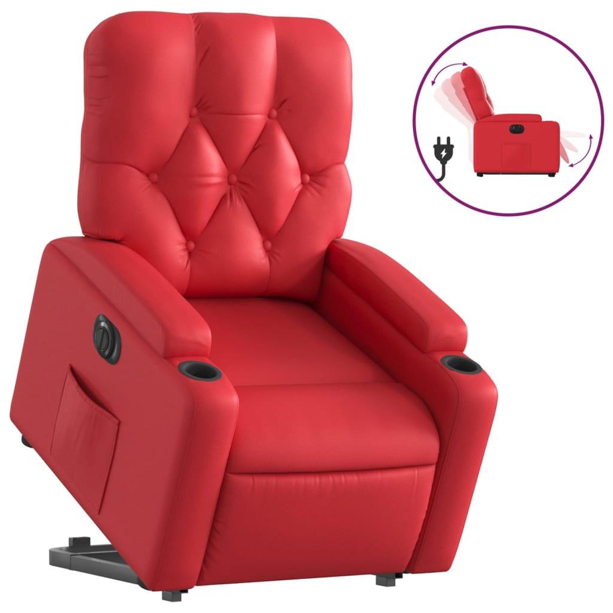 Voir la diapositive 2 : VIDAXL Fauteuil inclinable electrique rouge similicuir