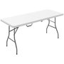 Voir la diapositive 1 : OUTSUNNY Table pliante de camping jardin dim. 180 x 74 x 74 cm avec poignée métal époxy gris HDPE blanc